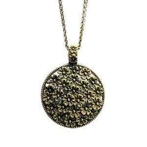 Flower Pendant Necklace Boho Handmade Antique Bronze Tone
